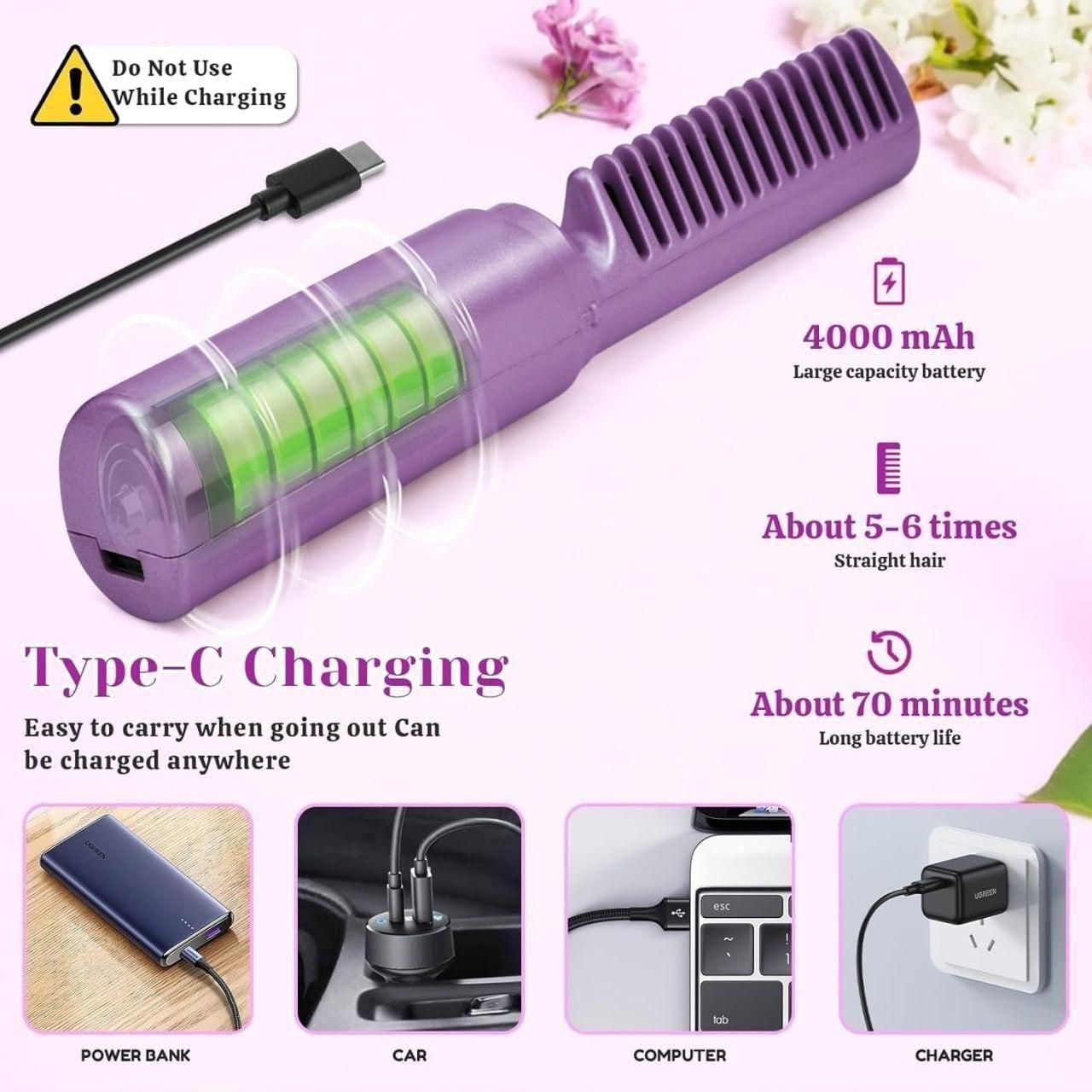 Portable Mini Hair Straightener Cordless Rechargeable Mini Adjustable